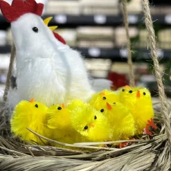 POULE BLANCHE POLYSTYRÈNE FEUTRINE PLUME 11CM