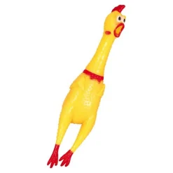 POULET CAOUTCHOUC CRI STRIDENT 38CM JAUNE