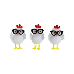 3 POULETTES BLANCHES LUNETTES 3.5X3.5X5CM