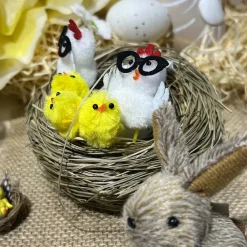 3 POULETTES BLANCHES LUNETTES 3.5X3.5X5CM