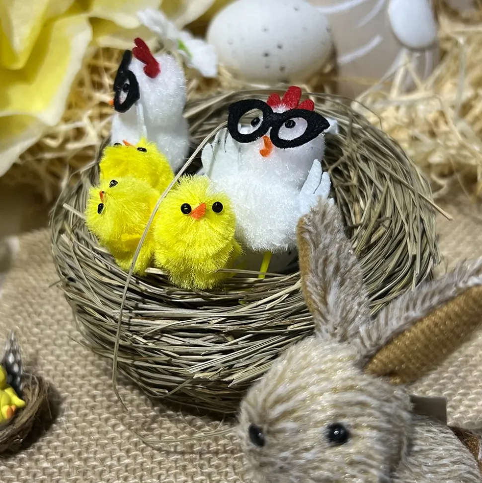 3 POULETTES BLANCHES LUNETTES 3.5X3.5X5CM