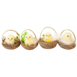 POUSSIN PÂQUES PANIER DÉCORATIF 8CM