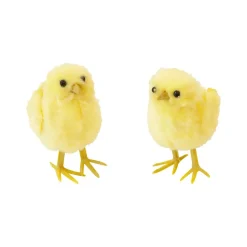 2 POUSSINS DÉCORATIFS 7X4X4CM JAUNE