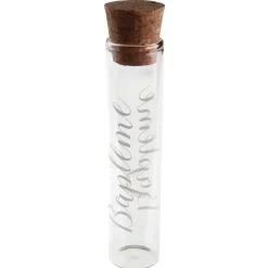 ÉPROUVETTE VERRE LIÈGE BAPTÊME FEUILLAGE 10CM