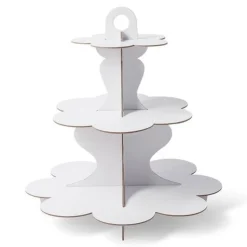 PRÉSENTOIR CARTON 3 ÉTAGES 34CM BLANC