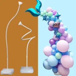 2 PRÉSENTOIRS FLEXIBLE À BALLONS 1-5M 2.5M BLANC