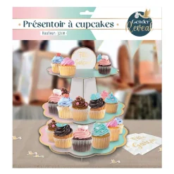 PRÉSENTOIR 3 ÉTAGES CARTON GENDER REVEAL 32CM