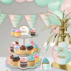 PRÉSENTOIR 3 ÉTAGES CARTON GENDER REVEAL 32CM