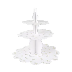 PRÉSENTOIR 3 ÉTAGES CARTON JOLIS BRINS 34CM BLANC