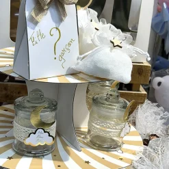 PRÉSENTOIR 2 ÉTAGES CARTON OURSON DOUX BÉBÉ 38.5CM