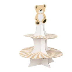 PRÉSENTOIR 2 ÉTAGES CARTON OURSON DOUX BÉBÉ 38.5CM
