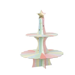 PRÉSENTOIR 2 ÉTAGES CARTON PASTEL PARTY 35CM