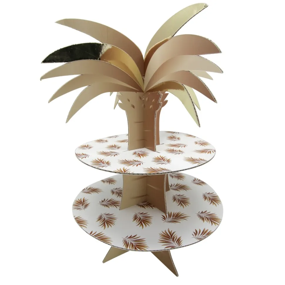 PRÉSENTOIR 2 ÉTAGES CARTON TROPICAL PARTY 37.5CM