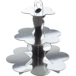PRÉSENTOIR 3 ÉTAGES EN CARTON ARGENT 34CM