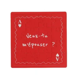PUZZLE BOIS MESSAGE DEMANDE MARIAGE 15CM ROUGE