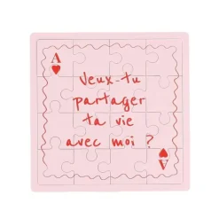 PUZZLE BOIS MESSAGE DEMANDE MARIAGE 15CM ROSE