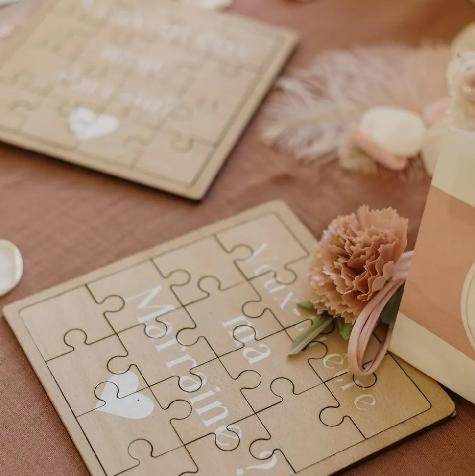 PUZZLE MESSAGE DEMANDE MARRAINE 15CM NATURE