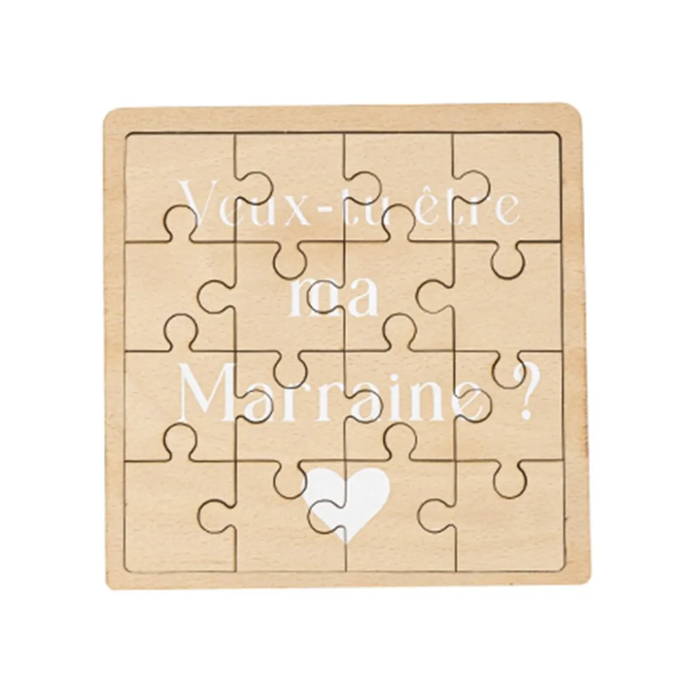 PUZZLE MESSAGE DEMANDE MARRAINE 15CM NATURE
