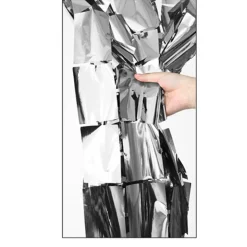 RIDEAU DE FÊTE CARRÉS SCINTILLANTS 2X1M ARGENT