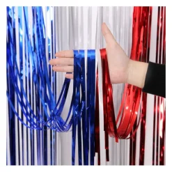 RIDEAU DE FÊTE FRANGES FRANCE 2X1M TRICOLORE MÉTAL