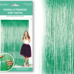 RIDEAU DE FÊTE FRANGES HOLOGRAPHIQUES 2X1M VERT