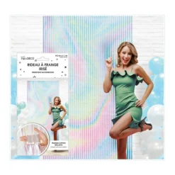 RIDEAU DE FÊTE FRANGES IRISÉES SCINTILLANTES 2X1M