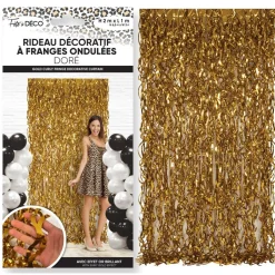 RIDEAU DE FÊTE FRANGES ONDULÉS 2X1M OR