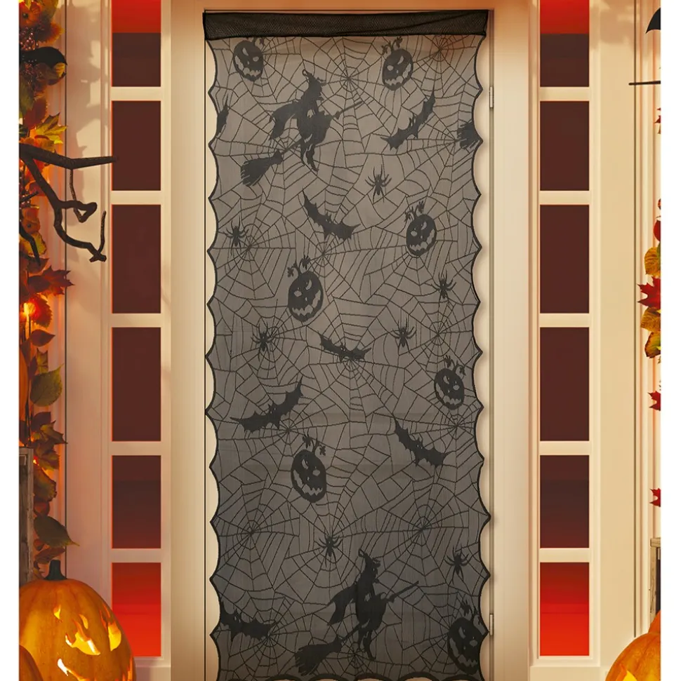 RIDEAU DE FÊTE HALLOWEEN DENTELLE 194X100CM NOIR