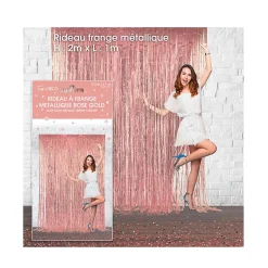 RIDEAU À FRANGES MÉTAL ROSE GOLD