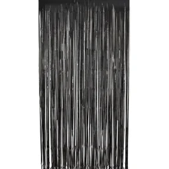 RIDEAU À FRANGES MÉTAL 2X1M NOIR