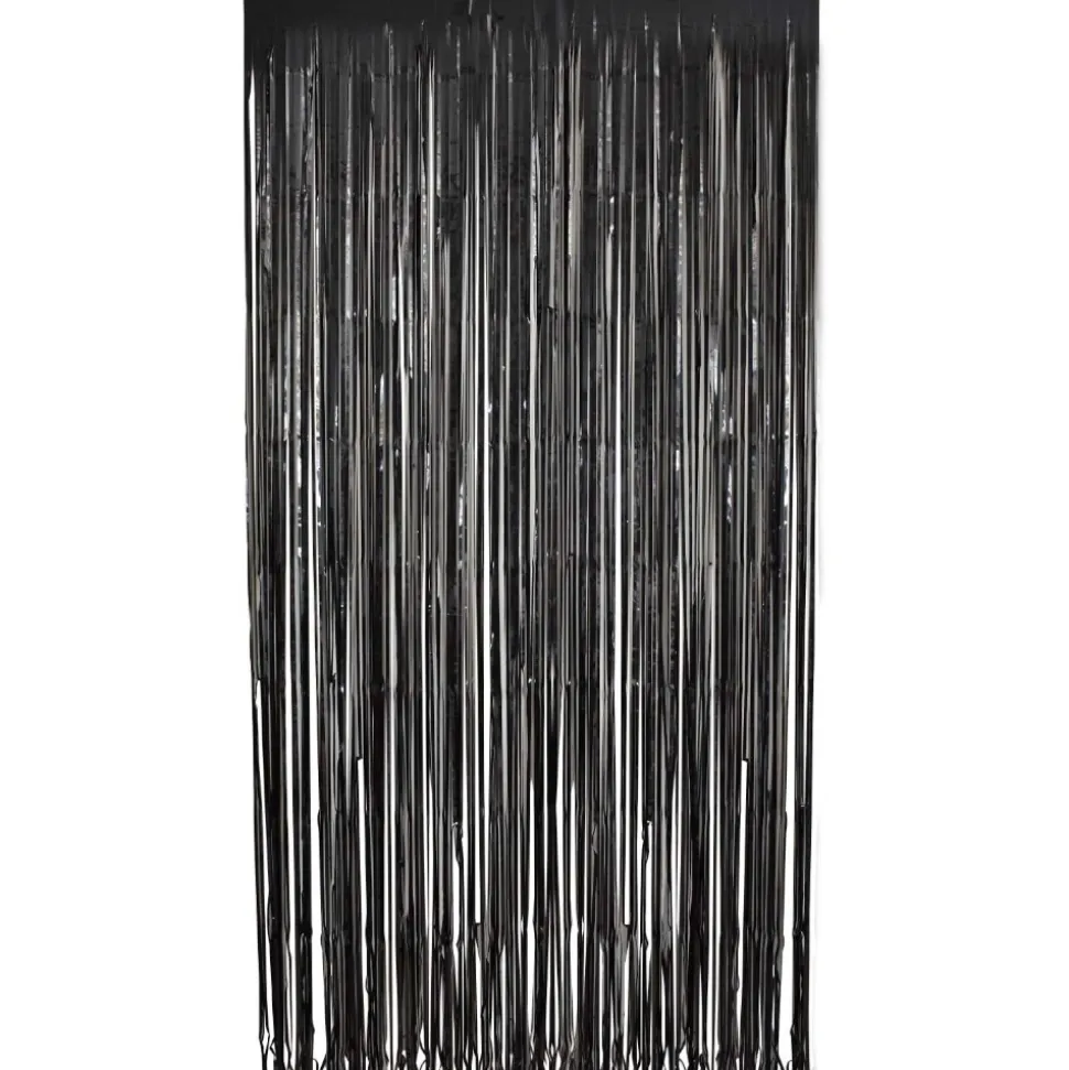 RIDEAU À FRANGES MÉTAL 2X1M NOIR