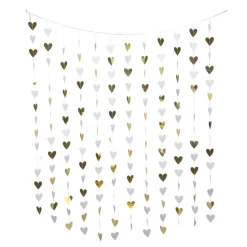 RIDEAU PETITS CURS 7CM 2X1.80M BLANC ET OR