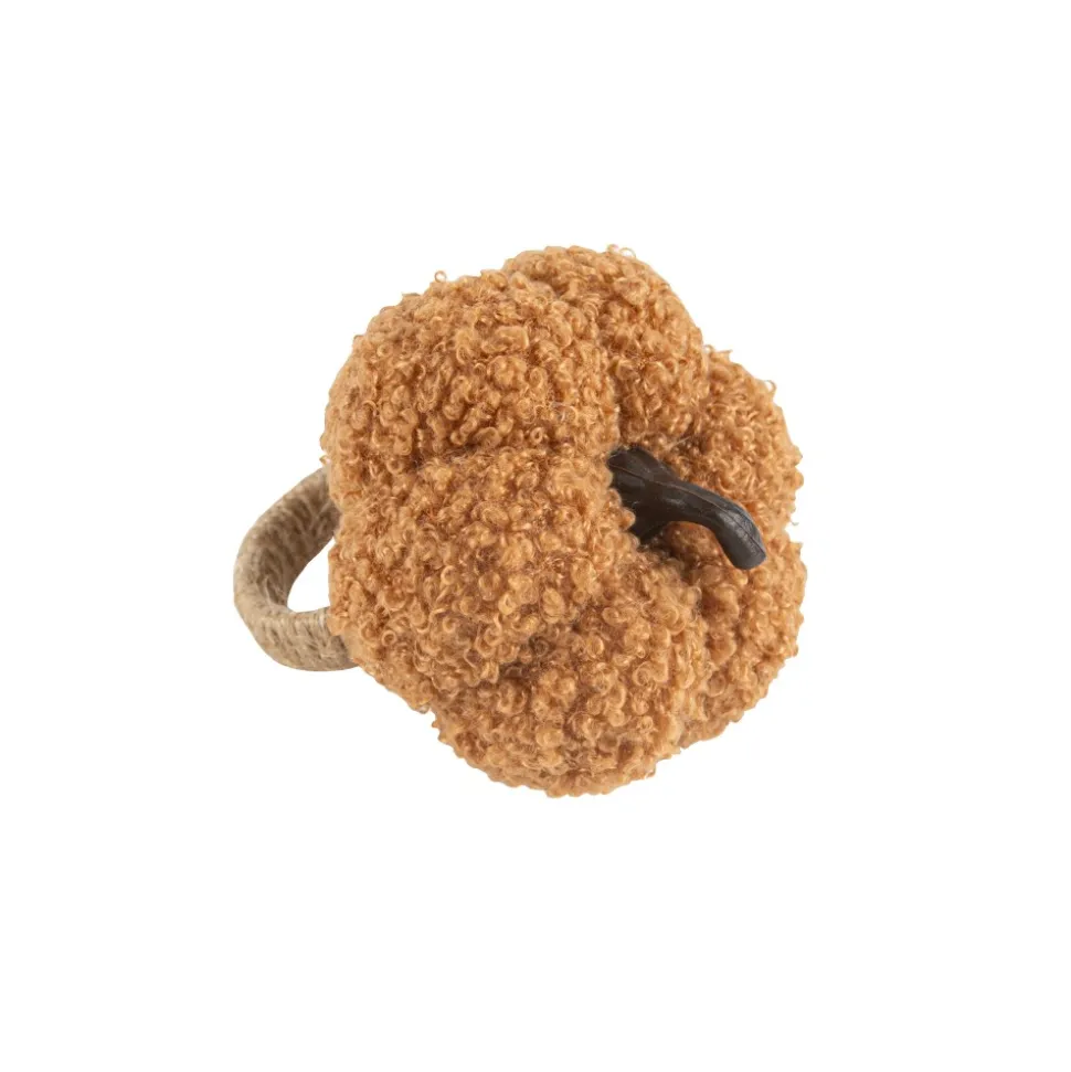ROND DE SERVIETTE CITROUILLE TISSU JUTE 8CM CAMEL