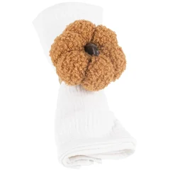 ROND DE SERVIETTE CITROUILLE TISSU JUTE 8CM CAMEL