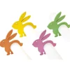 4 RONDS DE SERVIETTE BOIS LAPIN 8CM TONS VIFS