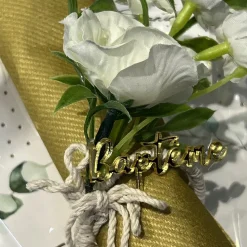 4 RONDS DE SERVIETTE ROSE JASMIN NUD 5CM BLANC