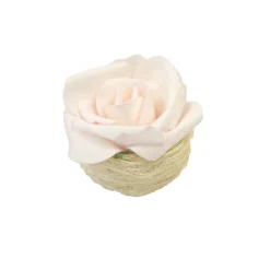 ROSE ARTIFICIELLE SUR SUPPORT ABACA 7CM Ø9CM ROSE