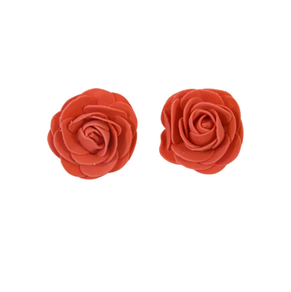6 ROSES ADHÉSIVES POLYFOAM 4.5CM ROUGE