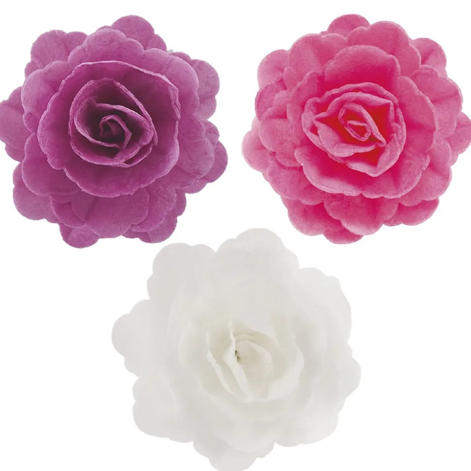15 ROSES COMESTIBLES 7CM MULTICOLORE