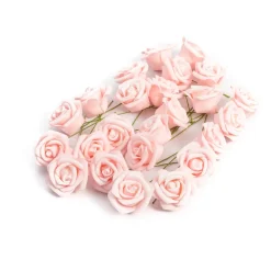24 ROSES EN MOUSSE SUR TIGE 4X8CM ROSE