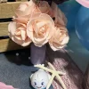 8 ROSES EN MOUSSE SUR TIGE 8X15CM ROSE