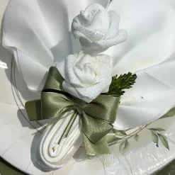 24 ROSES MOUSSE 4CM BLANCHES PAILLETTÉS
