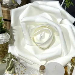 ROSE SOFT DÉCO DE TABLE BLANC 15 CM