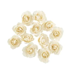 12 ROSES PAPIER DÉCORATIF ADHÉSIF 3.5CM IVOIRE