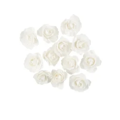 12 ROSES PAPIER DÉCORATIF ADHÉSIF 3.5CM BLANC