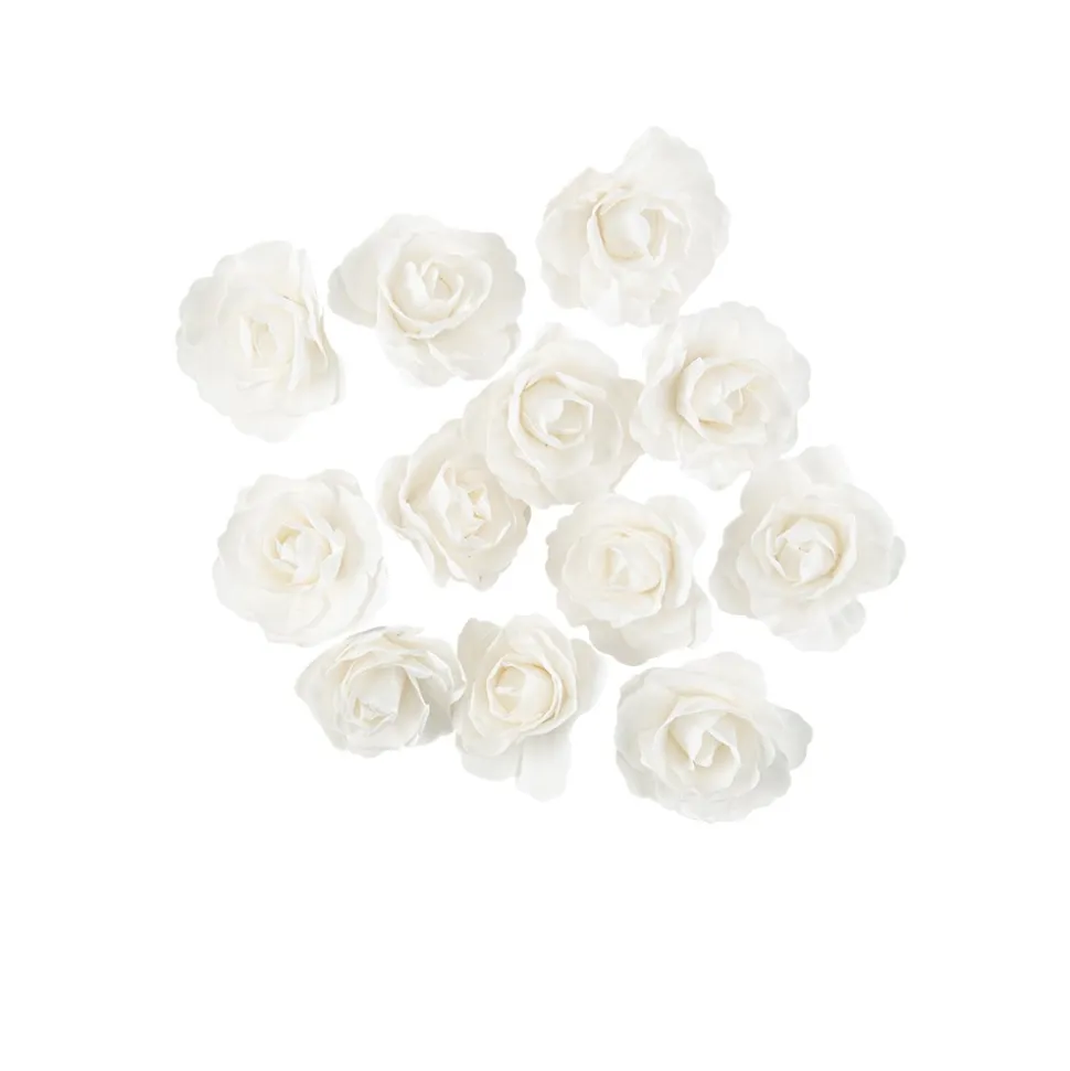 12 ROSES PAPIER DÉCORATIF ADHÉSIF 3.5CM BLANC