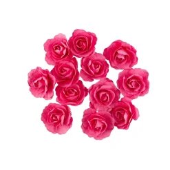 12 ROSES PAPIER DÉCORATIF ADHÉSIF 3.5CM FUCHSIA