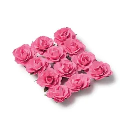 12 ROSES PAPIER À PIQUER 3.5CM FUCHSIA