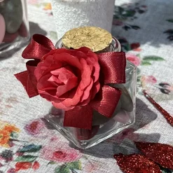 12 ROSES PAPIER À PIQUER 3.5CM ROUGE