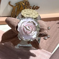 12 ROSES PAPIER SUR TIGE 3.5CM ROSE CHAMPAGNE